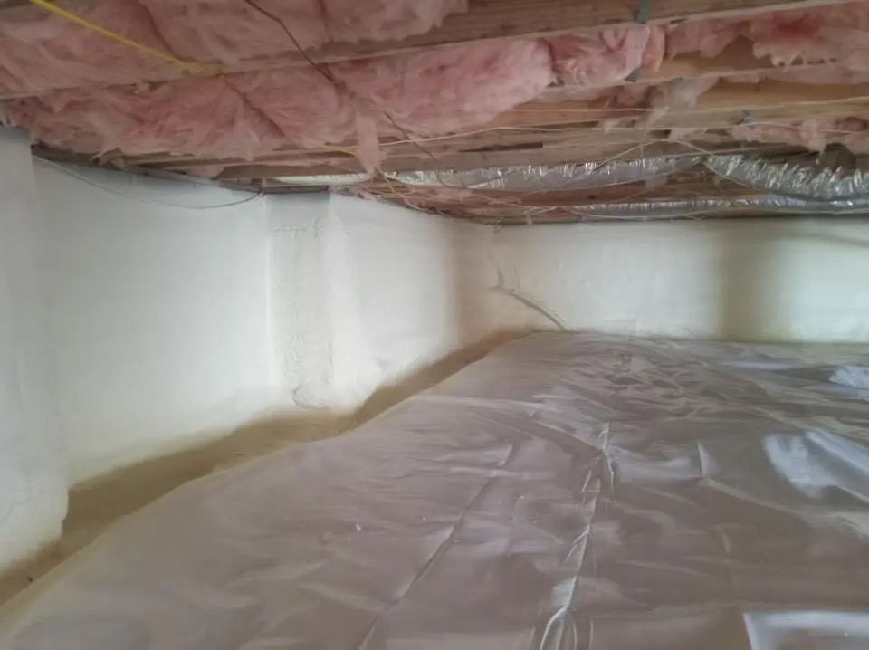 Crawl space encapsulation with closed-cell spray foam for Commercial Roof Restoration in Portland